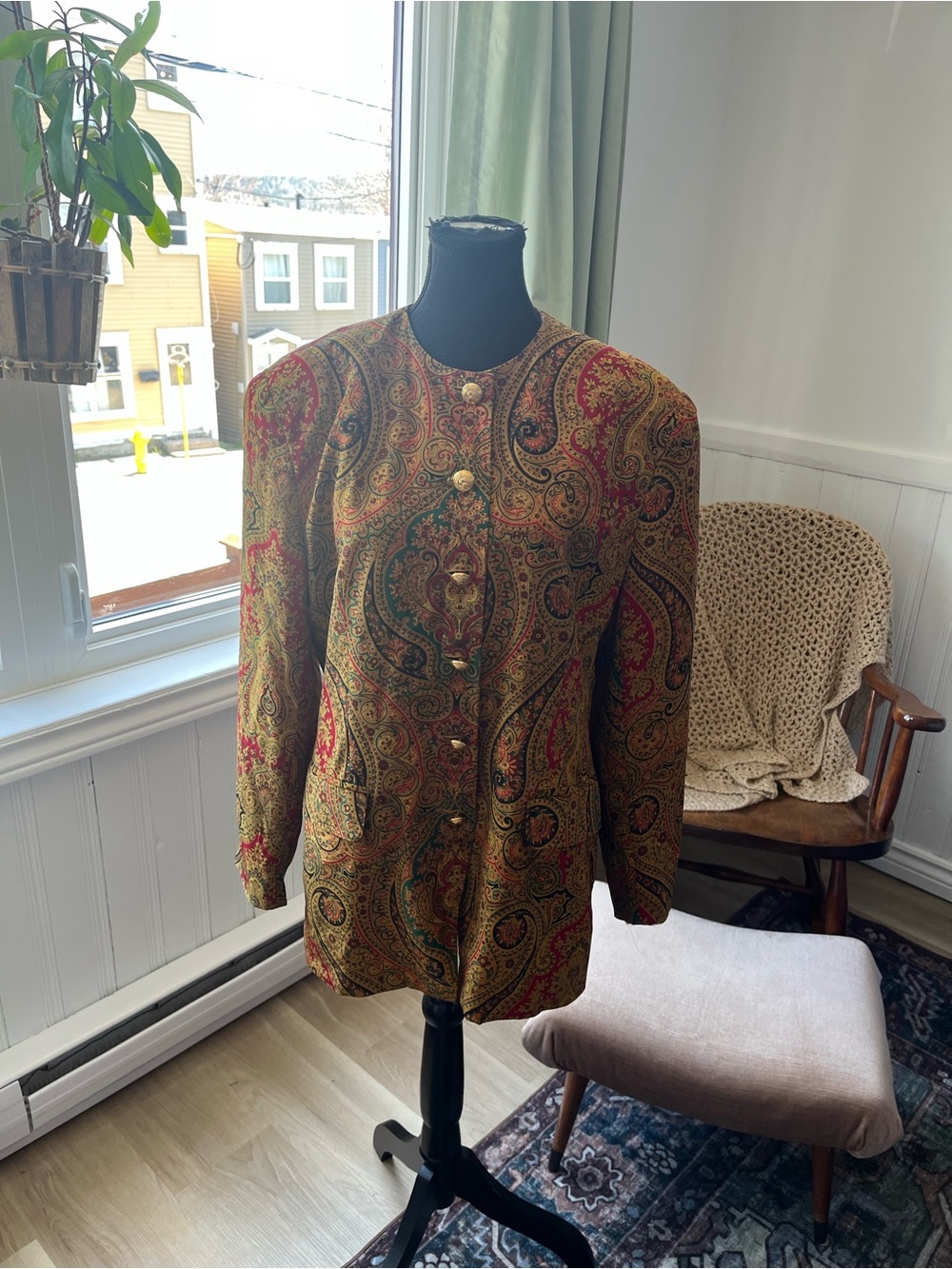 Women’s Vintage 100% Silk Jacket Blazer Paisley Floral Size 12 L